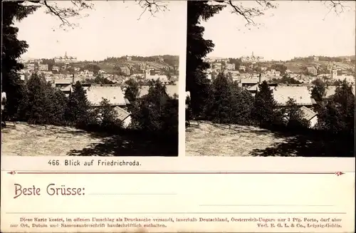 Stereo Ak Friedrichroda in Thüringen, Panorama