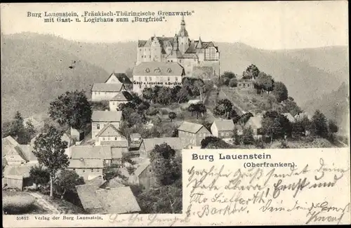 Ak Lauenstein Ludwigsstadt Oberfranken, Blick auf Stadt mit Burg