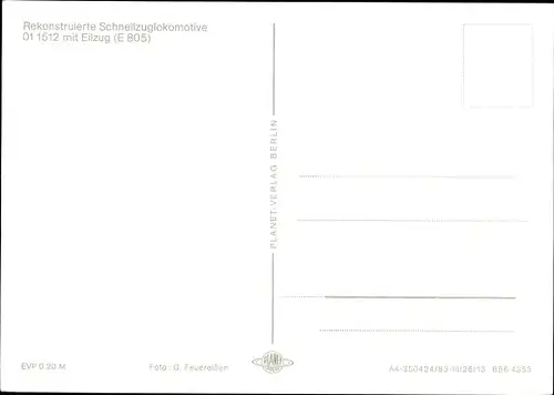 Ak Deutsche Eisenbahn, Dampflok, 01 1512 mit Eilzug E 805, Schnellzuglokomotive