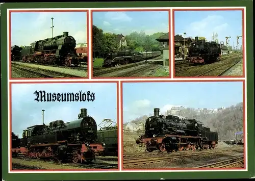 Ak Deutsche Eisenbahn, Museumloks, Dampflok, 58 261, 18 201, 74 1230, 93 230, 38 205
