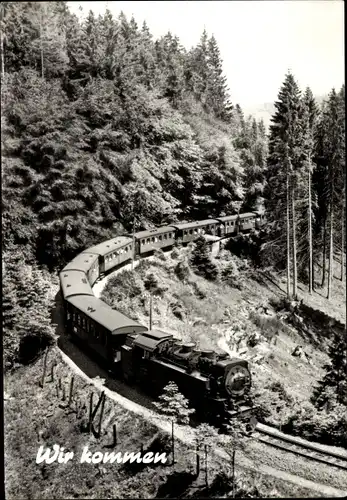 Ak Deutsche Eisenbahn, Waldpartie, Harzquerbahn, Dampflok