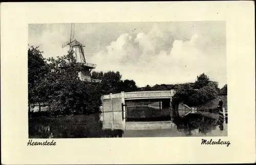 Ak Heemstede Nordholland Niederlande, Molenbrug, Molen