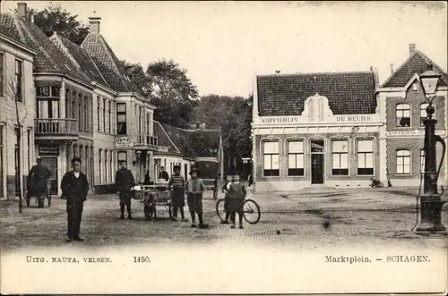 Ak Schagen Nordholland Niederlande, Marktplein, Koffiehuis De Beurs