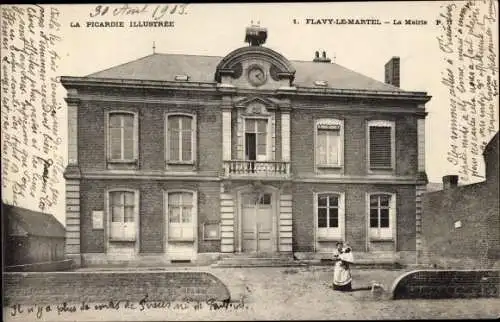 Ak Flavy le Martel Aisne, La Mairie