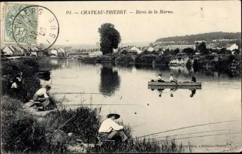 Ak Château Thierry Aisne, Rives de la Marne