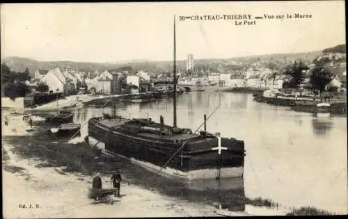 Ak Château Thierry Aisne, Vue sur la Marne, Le Port