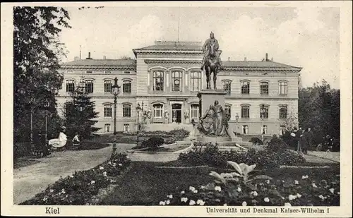 Ak Hansestadt Kiel, Universität und Denkmal Kaiser Wilhelm I.