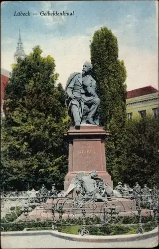 Ak Hansestadt Lübeck, Geibeldenkmal