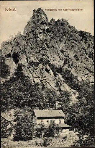 Ak Thale im Harz, Bodetal, Königsruhe, Rosstrappenfelsen