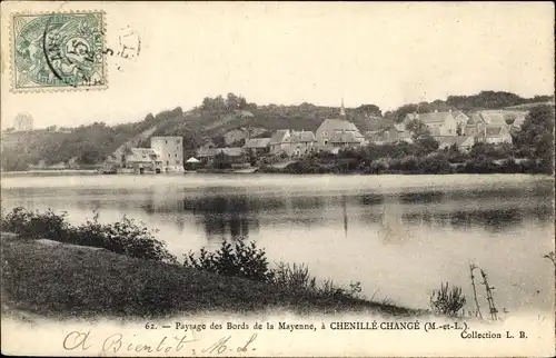 Ak Chenillé Changé Maine et Loire, Paysage des Bords de la Mayenne