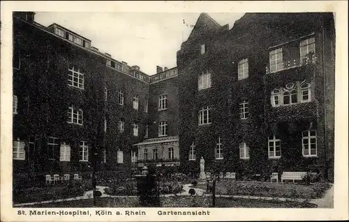 Ak Köln am Rhein, St. Marien-Hospital, Gartenansicht