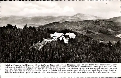 Ak Badenweiler im Schwarzwald, Hotel Hochblauen, Luftaufnahme