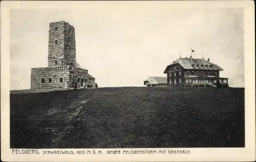 Ak Feldberg im Schwarzwald, Neuer Feldbergturm, Gasthaus