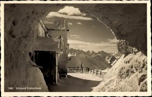 Ak Oberstdorf im Oberallgäu, Edmund Probst Haus, Winter, Schnee, Am Nebelhorn