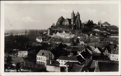 Ak Breisach am Rhein, Blick über Dächer zum Münster