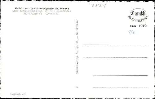 Ak Großherrischwand Herrischried am Hotzenwald, Kinder-Kur- u. Erholungsheim Dr. Ehmann, Teilansicht