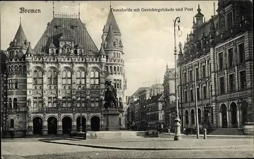 Ak Hansestadt Bremen, Domsheide, Gerichtsgebäude, Post