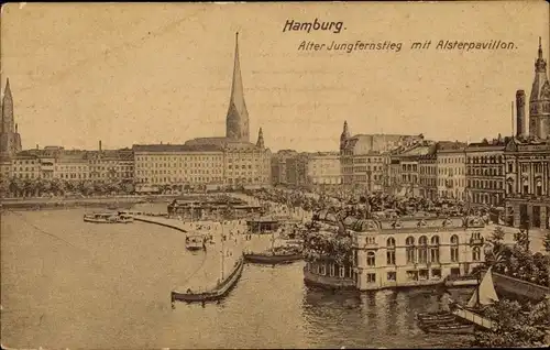 Ak Hamburg, Alsterpavillon, Jungfernstieg