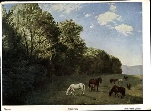 Künstler Ak Thoma, Hans, Weidende Pferde
