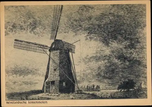 Künstler Ak Veenendaal, H., Bevelandsche Korenmolen, Windmühle
