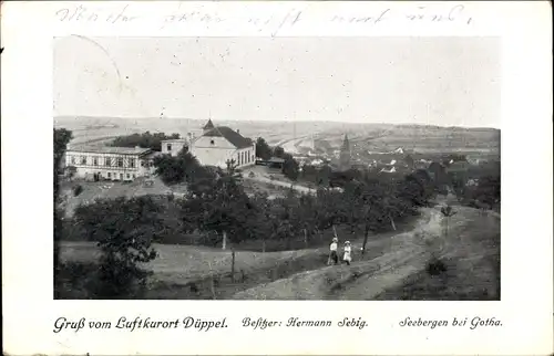 Ak Seebergen Drei Gleichen Thüringen, Luftkurort Düppel, Bes. Hermann Sebig, Panorama vom Ort