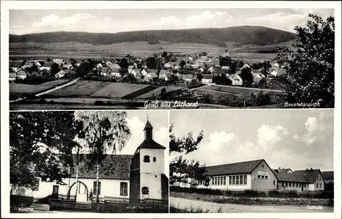 Ak Lüthorst Dassel in Niedersachsen, Gesamtansicht, Schule, Kirche