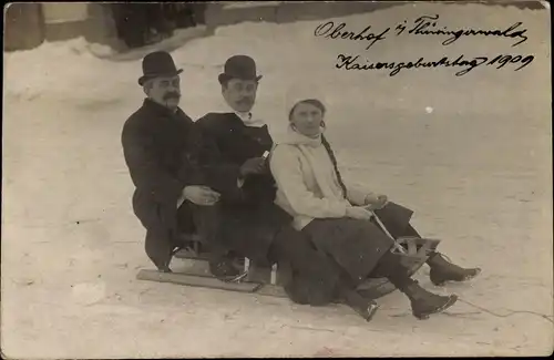 Foto Ak Oberhof im Thüringer Wald, Schlittenfahrt, Kaisergeburtstag 1909