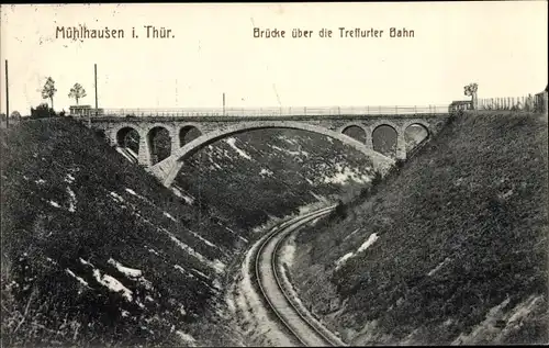 Ak Mühlhausen in Thüringen, Brücke, Treffurter Bahn