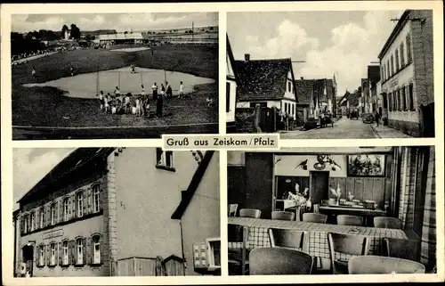 Ak Zeiskam in Rheinland Pfalz, Gasthaus zum Adler, Innenansicht