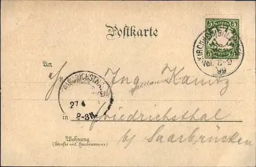 Mondschein Litho Kirchheimbolanden in der Pfalz, Totalansicht der Ortschaft