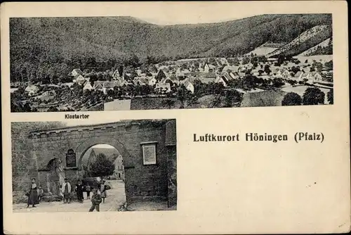Ak Höningen Altleiningen in der Pfalz, Klostertor, Blick auf den Ort