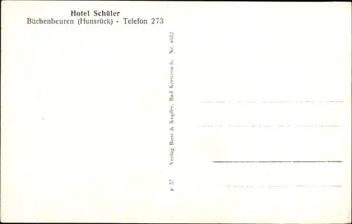 Ak Büchenbeuren im Hunsrück, Hotel Schüler, Landwirtschafts und Volksschule, Totale