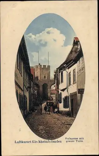 Präge Passepartout Ak Kirchheimbolanden im Donnersbergkreis, Partie an der Holzgasse mit grauer Turm