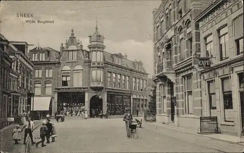 Ak Snits Sneek Friesland Niederlande, Wijde Burgstraat