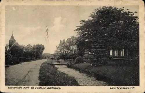 Ak Wouterswoude Friesland Niederlande, Hervormde Kerk en Pastorie Achterweg