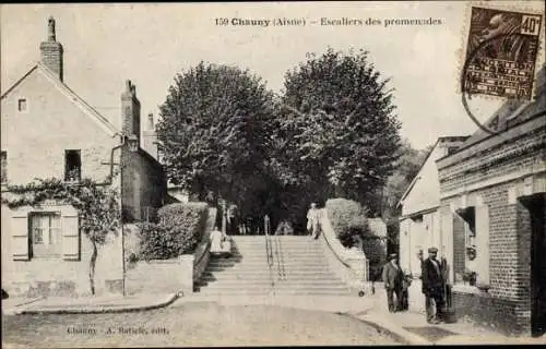 Ak Chauny Aisne, Escaliers des promenades