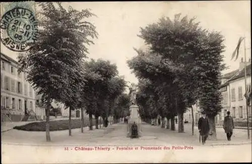 Ak Château Thierry Aisne, Fontaine, Promenade des Petits Pres