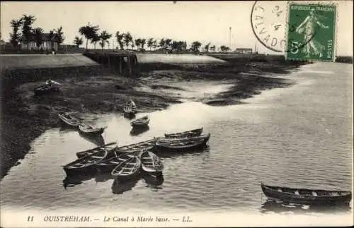 Ak Ouistreham Calvados, Le Canal a Maree basse