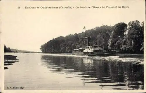 Ak Ouistreham Calvados, Les bords de l'Orne, Le Paquebot du Havre