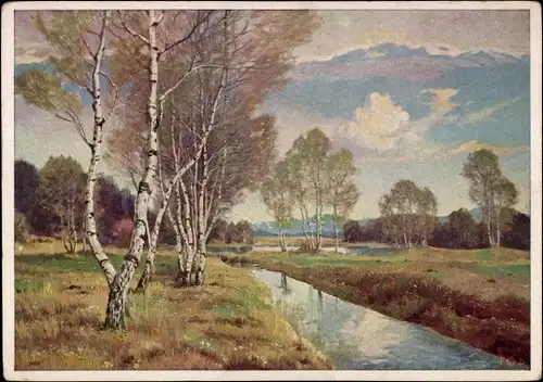 Künstler Ak Süßmayr, Jos., Birken im Vorfrühling, Landschaft