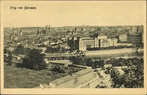 Ak Praha Prag Tschechien, Stadt vom Belvedere gesehen