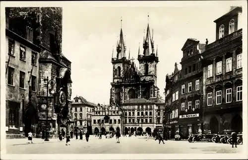 Ak Praha Prag Tschechien, Teinkirche, Astronomische Uhr