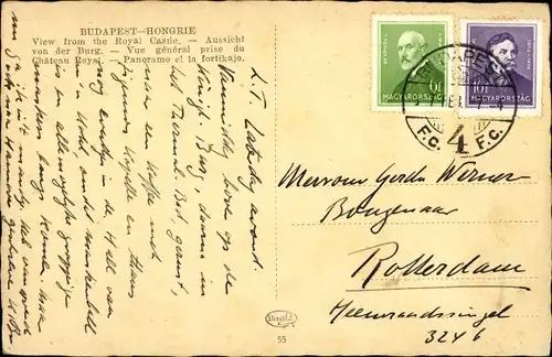 Ak Budapest Ungarn, Aussicht von der Burg