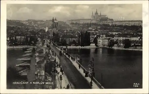 Ak Praha Prag Tschechien, Hradschin, Hradcany, Karlsbrücke