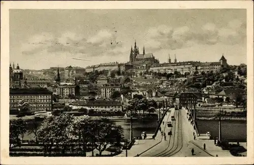 Ak Praha Prag Tschechien, Manesbrücke, Hradschin