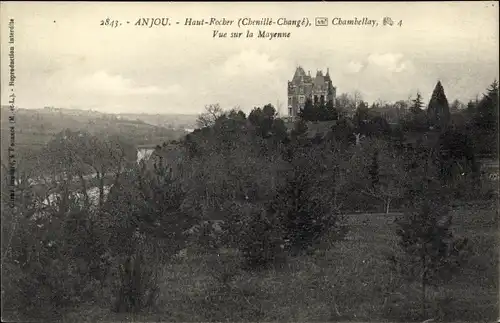 Ak Chenillé Changé Maine et Loire, Haut Rocher, Vue sur la Mayenne