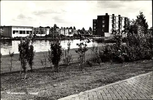Ak Wormerveer Nordholland Niederlande, Noord, Teilansicht des Ortes, Fluss