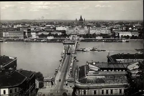 Ak Budapest Ungarn, Kettenbrücke, St. Stephans-Kirche