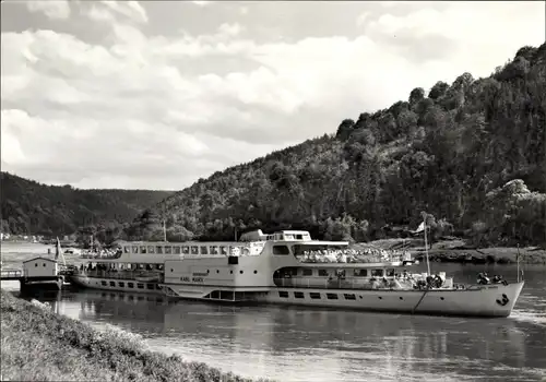 Ak Schmilka Bad Schandau in Sachsen, Elbdampfer MS Karl Marx, Weiße Flotte Dresden