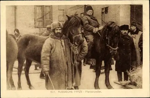 Ak Russische Typen, Pferdehändler, Männer in traditioneller Kleidung